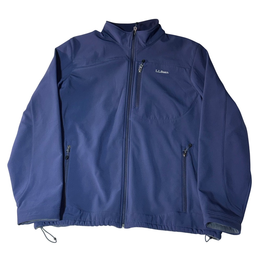 LL Bean Mens XXL Tall Navy‎ Blue Softshell Fleece Lined Full Zip Jacket OHHS2 - Picture 2 of 10